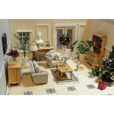 Etokfoks 7pcs Wooden Dollhouse Living Room Furniture Set Includes Sofa Coffee Table Cabinets Console Table for 3-6 Inch Dolls — фото 2