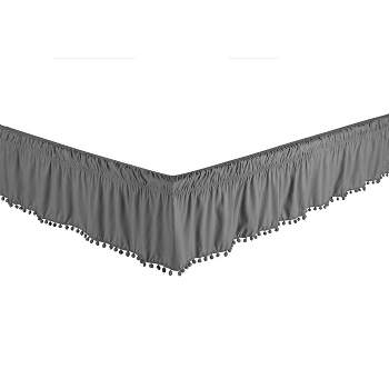 Legacy Decor Bed Skirt Dust Ruffle with Pom-Pom Fringe 100% Brushed Microfiber with 14” Drop
