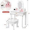 Kids' Vanity Set with Mirror and Light, Makeup Mirror with Light, Vanity Chair, Makeup Table and Stool, Wood Makeup Playset for Girls Ages 4-9 - 2 of 4