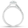 Pompeii3 1 1/4 Ct Cushion Halo Diamond Engagement Wedding Ring 3-Piece Set White Gold - 3 of 4