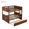 RISOKEYS Full Over Full Bunk Bed - Wooden Frame with Twin Trundle, Ladder & Safety Guardrail, Convertible to 2 Platform Beds for Kids Teens - Walnut - 3 of 4