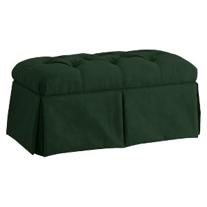 Skirted Storage Bench Dark Green Velvet - Skyline Furniture