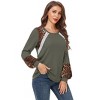 Coolmee Long Sleeve Shirts for Women Color Block Leopard Print Raglan Tops Casual Crewneck Basic Tees Fashion Fall Clothes - 2 of 4