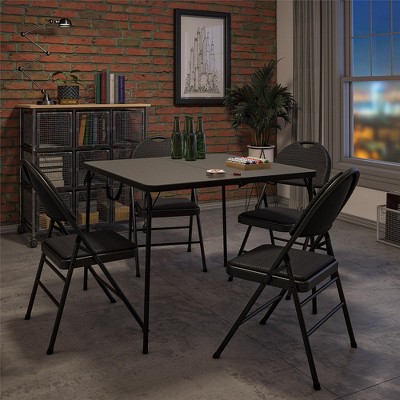 Sophisticated Black Fabric Padded Folding Chair, 4-Pack