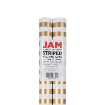 JAM Paper & Envelope 2ct Striped Gift Wrap Rolls Gold