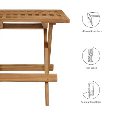 Vienna Natural Teak Wood Folding Outdoor Side Table