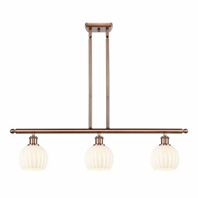 White Venetian - 3 Light Stem Hung Island In Modern Style-8.5 Inches Tall and 36 Inches Wide