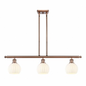 White Venetian - 3 Light Stem Hung Island In Modern Style-8.5 Inches Tall and 36 Inches Wide - 1 of 1