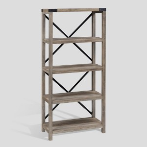 64" Sophie Industrial X Frame Bookshelf - Saracina Home - 1 of 4