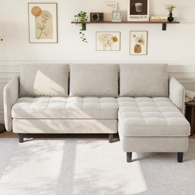Modern 3-Seat Convertible L-Shaped Sectional Sofa, Reversible Storage Chaise, Space-Saving for Living Room