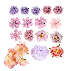 Unique Bargains Women's Fake Flowers Hair Clips Purple 16 Pcs - 1 of 4