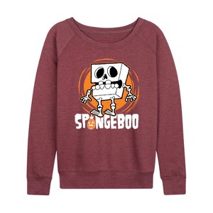 Women's - SpongeBob SquarePants - Spongeboo Lightweight French Terry Wide Neck Long Sleeve Shirt - 1 of 4