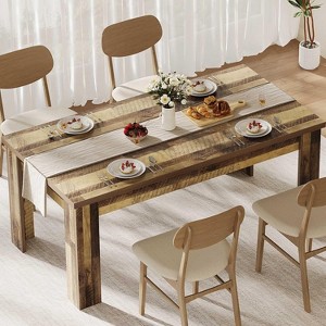 Jojoka 63" Rectangular Dining Table for 4-6 People - Large Wooden Kitchen & Farmhouse Dinner Table - Easy Assembly for Dining Room & Living Room - 1 of 4