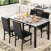Hooseng 5-Piece Dininng Room Table Set with 4 Uphosltered Dining Chairs, Faux Marble Table Top and Metal Frame Space-Saving Dining Table Set for 4 - 3 of 4