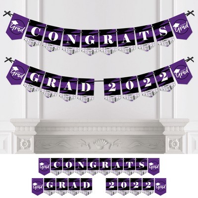 Big Dot of Happiness Purple Grad - Best is Yet to Come - Purple Graduation Party Bunting Banner - Party Decorations - Congrats Grad 2022