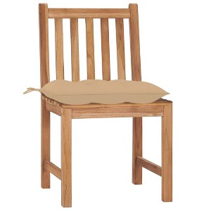 vidaXL 2X Solid Teak Wood Patio Chairs with Cushions - 19.7"x20.9"x35.4" - Farmhouse Style - Outdoor Lounge Seating for Garden, Deck, Indoor - 1 of 4