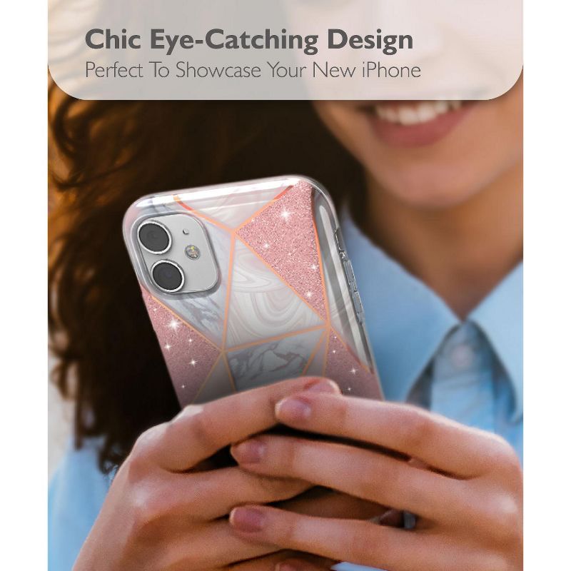 Vena MELANGE Chic Design Slim Protective Case for Apple iPhone 11 - Marble Rose Gold, 4 of 9
