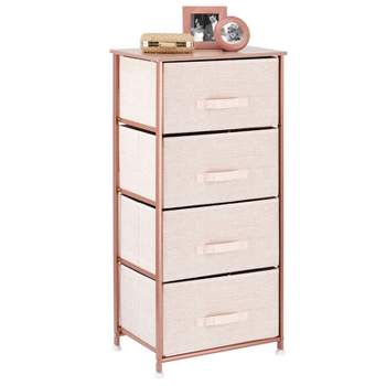 mDesign Tall Dresser Storage Tower Stand with 4 Fabric Drawers