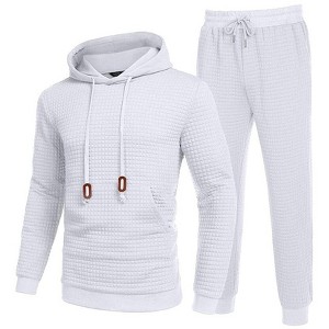 COOFANDY Men's Tracksuit 2 Piece Hoodie Sweatsuit Sets Casual Athletic Jogging Suits Waffle Plaid Jacquard Outfits - 1 of 4