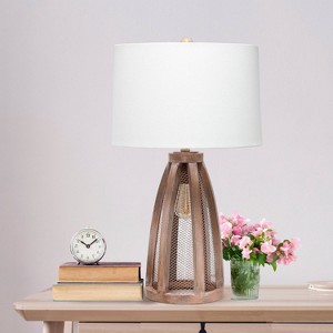 Wood Arch Farmhouse Table Lamp with Fabric Shade - Lalia Home - 1 of 4