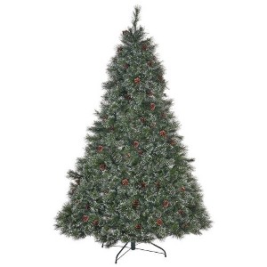 9ft Artificial Prelit Christmas Tree With Stand, 105 Pine Cones, 1200 Bright UL-certified Lights And Realistic 2317 Branch Tips, PVC Indoor Xmas Tree - 1 of 4