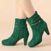 Allegra K Women's Round Toe Ankle Zip Platform High Heel Mid Calf Boots - 2 of 4
