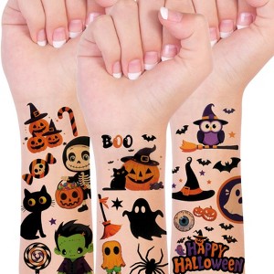 Wrapables Waterproof Temporary Tattoos, Birthday Party Favors and Supplies, Goodie Bag Fillers, 20 Sheets Halloween - 1 of 4