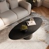 Modern Solid Wood Oval Coffee Table, Compact Black Center Table for Living Rooms, Apartments or Small Spaces – The Pop Home - 2 of 4