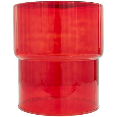 Cherry Red Round Glass Drum End Table