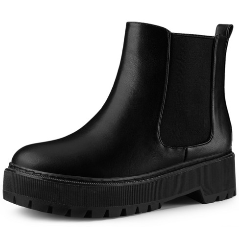 Allegra K Women's Platform Boots Chunky Heels Chelsea Black Ankle Boots 10  M Us : Target