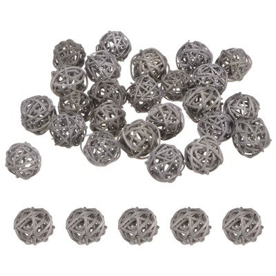 Unique Bargains Wicker Rattan Decorative DIY Crafts Balls 1.2 Inch 25 Pcs