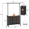 3-Section Laundry Sorter with Extendable Hanging Bar - Heavy Duty Rolling Basket with Lockable Wheels & Shelf for Organized Laundry Room Storage - 4 of 4