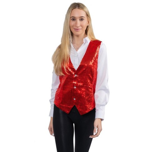 Dress Up America Sequin Vest -shiny Dance Vest For Adults - Size X-large,  Red : Target