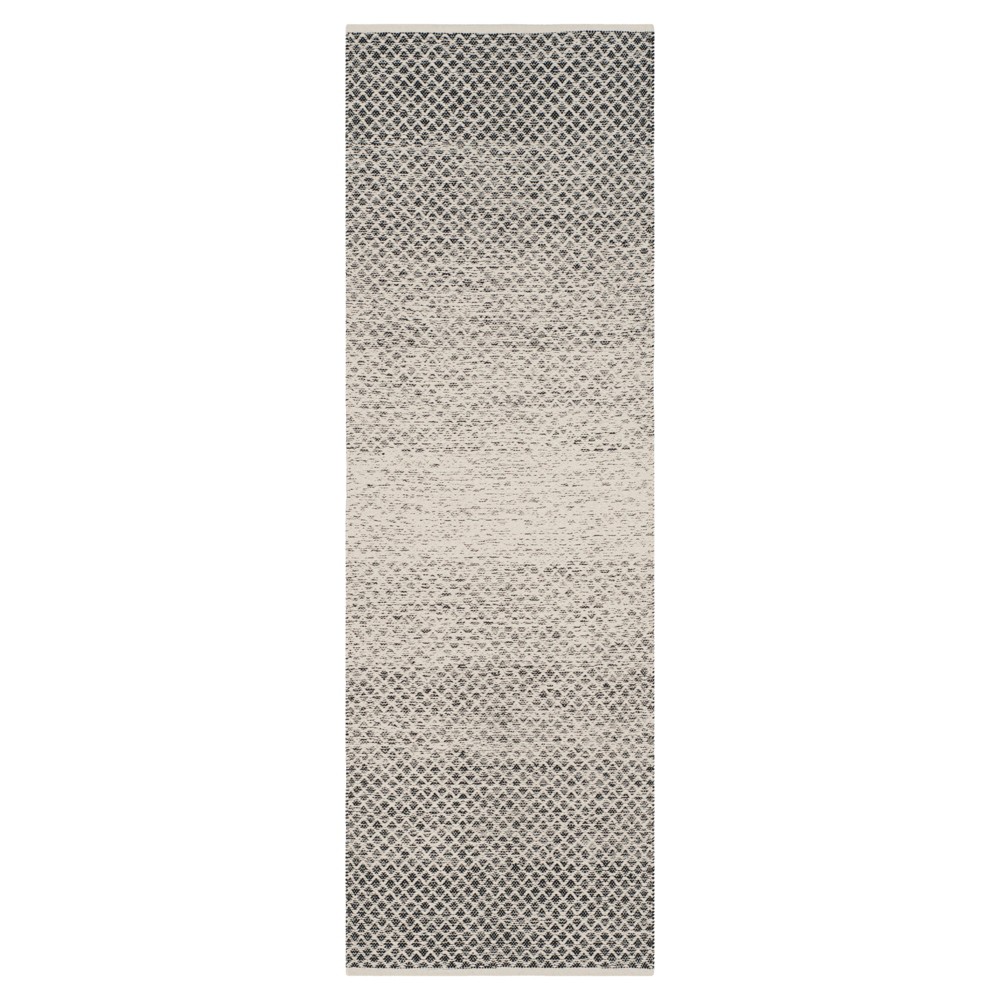 Black/Ivory Geometric Flatweave Woven Runner 2'3inx7'