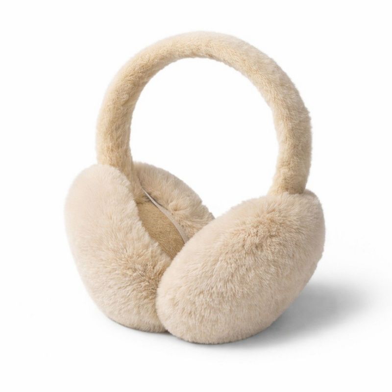 Anna-Kaci Women's Plush Faux Fur Ear Muffs with Padded Ear Cushions and Soft Wraparound Design - Beige
