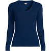 Lands' End Women's Fine Gauge Cotton Baby Cable Vneck Sweater - 3 of 3