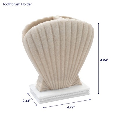 Beach Sand Coastal Shell Resin Bathroom Accessory Set, 4 Piece