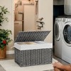 Storage Basket with Lid, 27.7 Gallon (105L) Woven Storage Bin. Features handles, a removable liner, and a metal frame. - 3 of 4