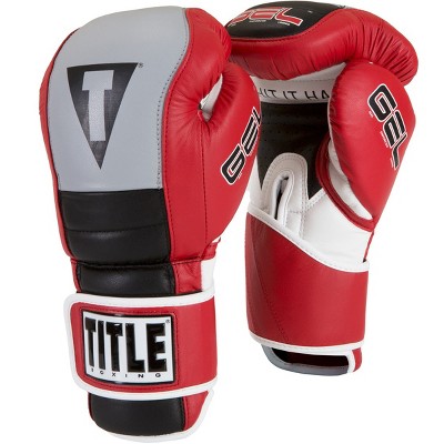 Title Boxing Gel Rush Custom Form Fit Hook and Loop Bag Gloves - Red/Gray/Black