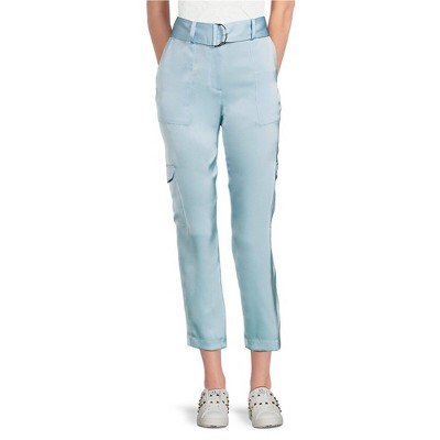 Calvin Klein Womens Satin Belted Casual Cargo Pants
