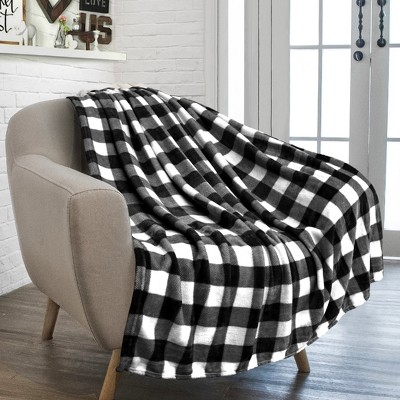 Pavilia Premium Fleece Throw Blanket For Sofa Couch, Soft Flannel Plaid  Stripe Decorative Print Blanket, Plaid White/black/throw - 50x60 : Target