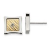 Chisel Stainless Steel Polished with 18k Gold Accent and .03 Carat Diamond Square Earrings - 2 of 4