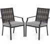 Costway Patio Wicker Chairs Set of 2/4 Stackable Rattan Armchairs with Removable Cushions - 2 of 4