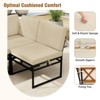 Tangkula Set Of 6 Outdoor Sectional Sofa Set Metal Conversation Set w/Cushions & Bungee Rope Seat Patio Acacia Wood Chair & Coffee Table Set - 3 of 4