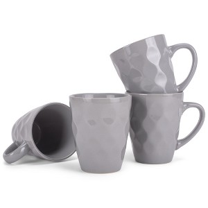 Elanze Designs Dimpled Blue Grey 12 ounce Glossy Ceramic Mugs Matching Set of 4 - 1 of 4