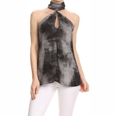Women's High Neck Tie-dye Keyhole Top - ariella