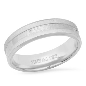 Steeltime Men's stainless steel band ring with greek key inlay accents. Size Options: 9-12. Color Options: Silver, Gold. Black - 1 of 4