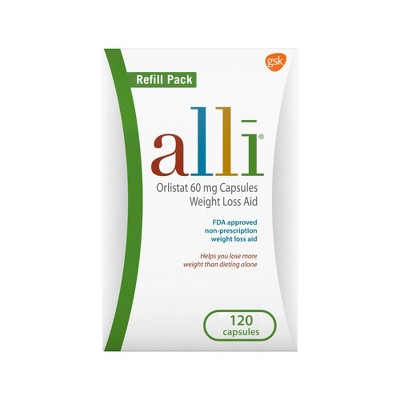 Alli Orlistat 60 Mg Capsules Weight Loss Aid Refill Pack 120ct