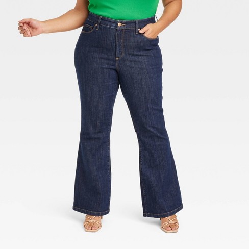 Women's High-rise Flare Jeans - Ava & Viv™ Deep Blue 26 : Target