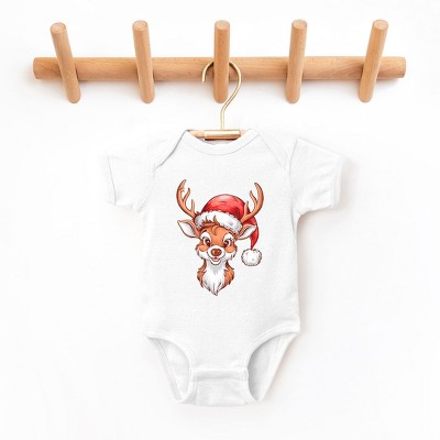 The Juniper Shop Cute Reindeer Head Baby Bodysuit